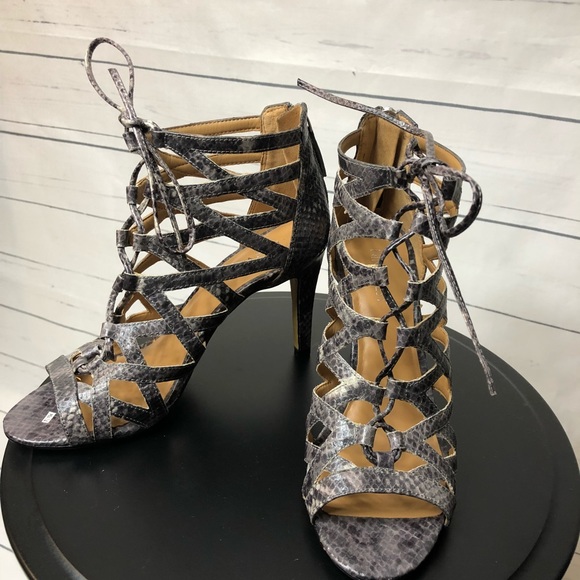 NWOT Nine West lace up snake skin heels SZ8 - Picture 3 of 7